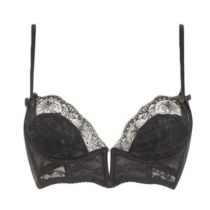 Agent Provocateur Wanda Black Lace Underwire Intimate Plunge V Bra NWT Size 36C